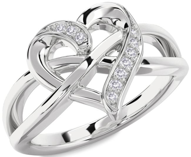 Salt & Pepper Diamond Platinum Heart Infinity Ring