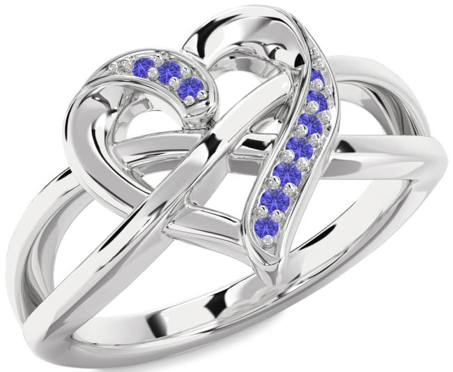 Tanzanite Silver Heart Infinity Ring