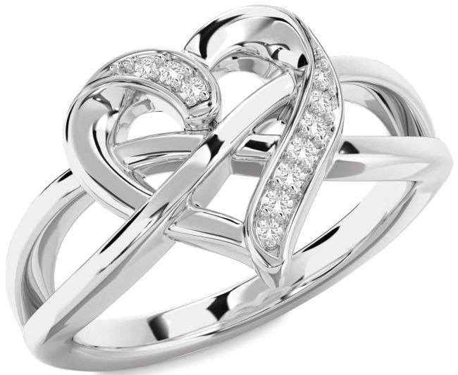 White Sapphire Silver Heart Infinity Ring