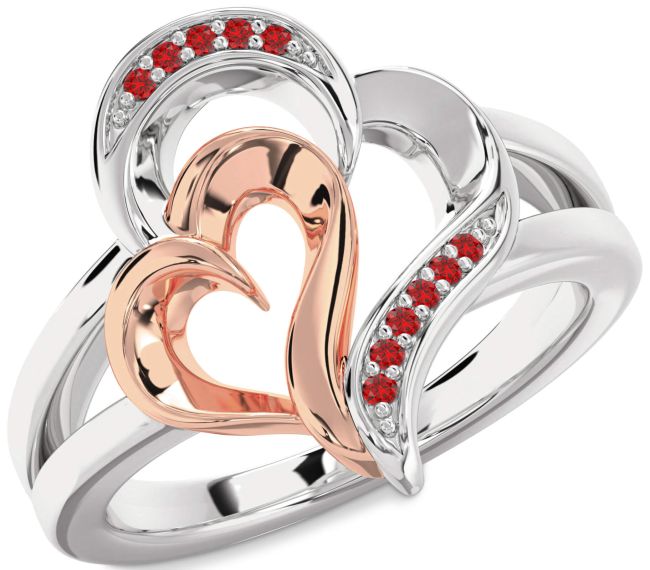 Ruby Rose Gold Silver Heart Ring