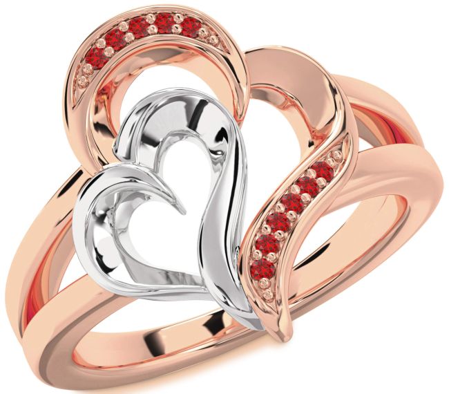 Ruby Rose Gold Silver Heart Ring