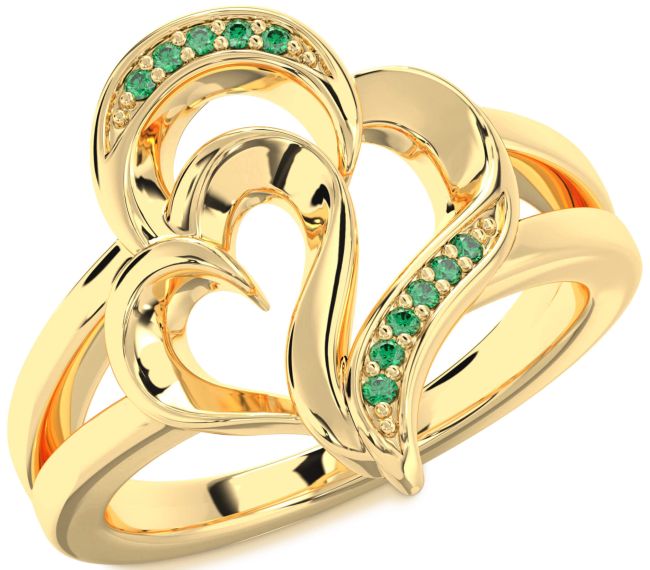 Emerald Gold Heart Ring