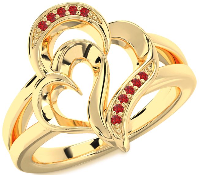 Ruby Gold Heart Ring