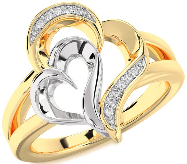 Diamond Platinum & Yellow Gold Heart Ring