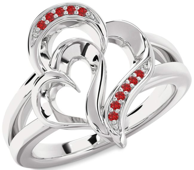 Ruby Platinum Heart Ring
