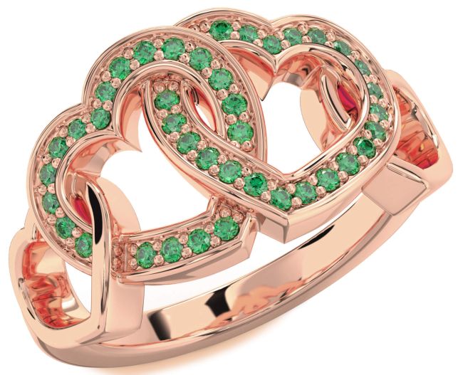 Emerald Rose Gold Heart Ring