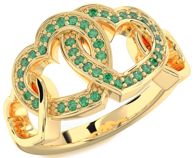 Emerald Gold Heart Ring