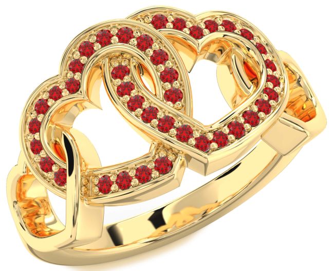 Ruby Gold Heart Ring