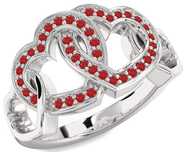Ruby Platinum Heart Ring