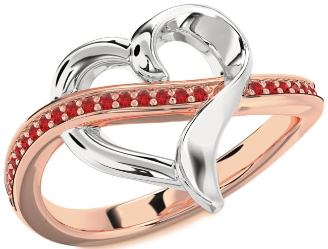 Ruby Rose Gold Silver Heart Ring
