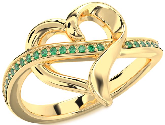 Emerald Gold Heart Ring