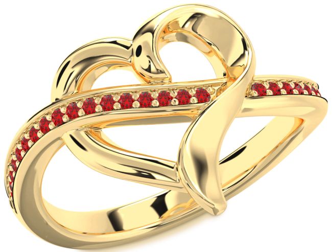 Ruby Gold Heart Ring
