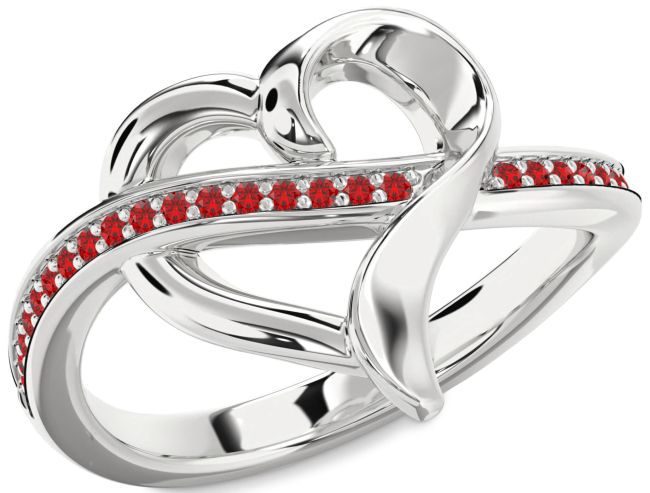 Ruby Platinum Heart Ring