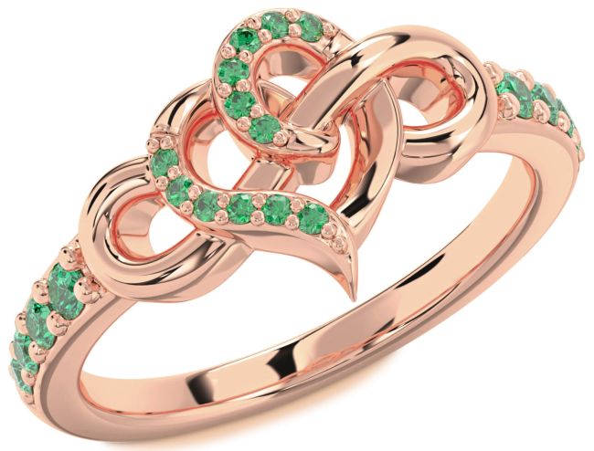 Emerald Rose Gold Heart Infinity Ring