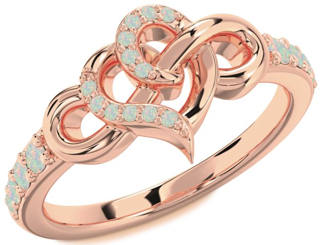 Opal Rose Gold Heart Infinity Ring