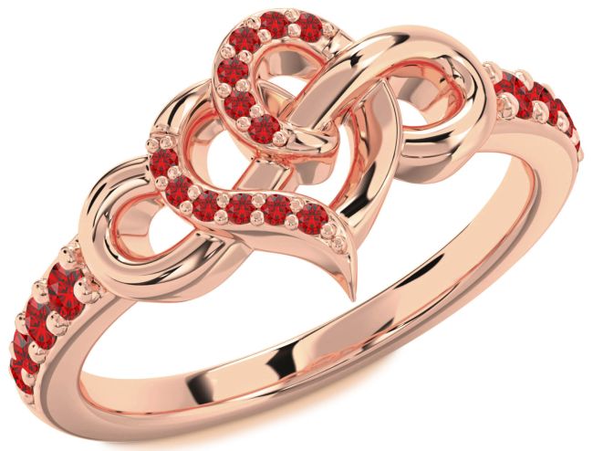 Ruby Rose Gold Silver Heart Infinity Ring