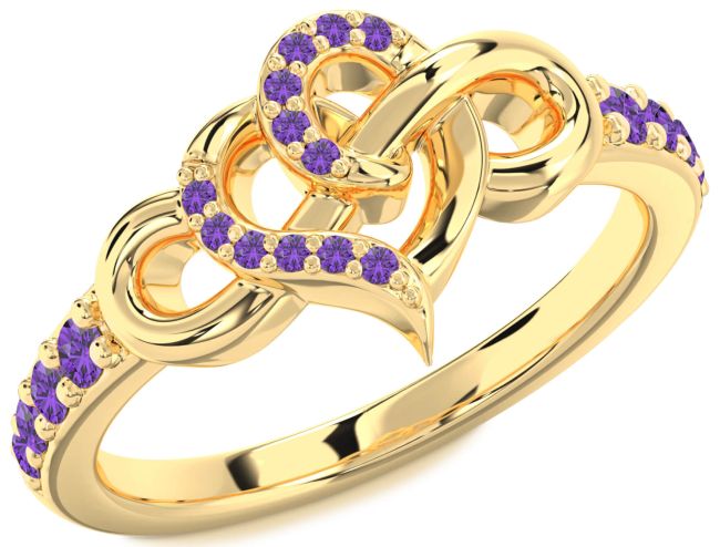 Amethyst Gold Silver Heart Infinity Ring
