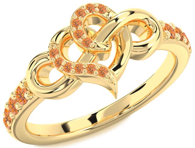 Citrine Gold Heart Infinity Ring