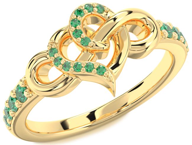 Emerald Gold Heart Infinity Ring