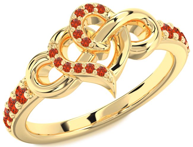Fire Opal Gold Heart Infinity Ring