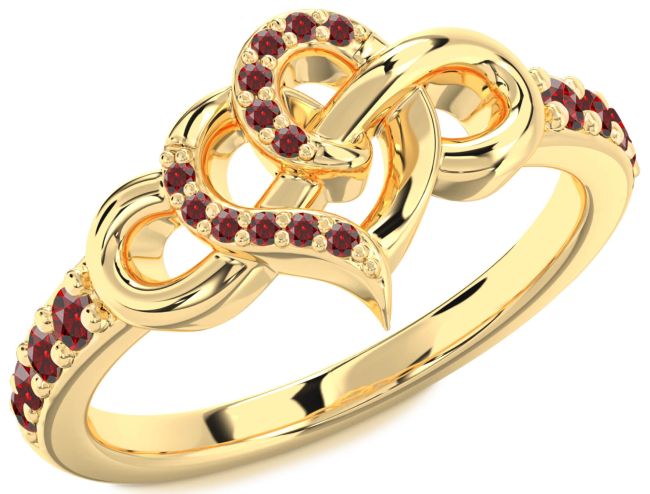Garnet Gold Heart Infinity Ring