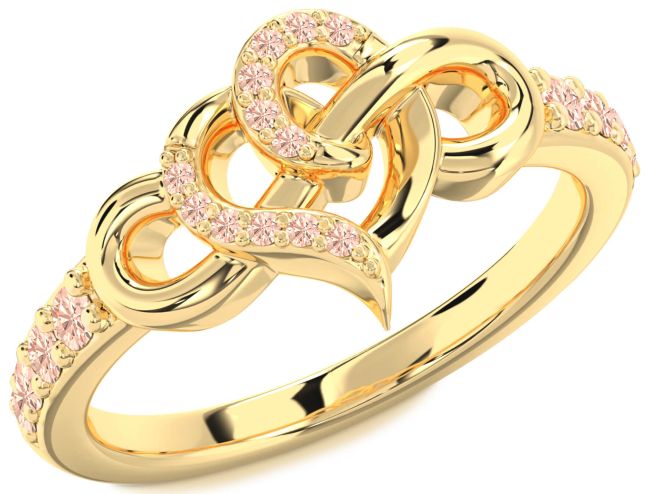 Morganite Gold Heart Infinity Ring