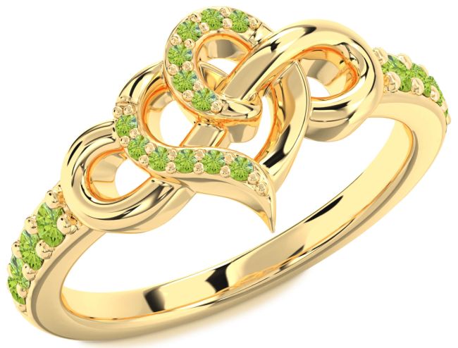 Peridot Gold Heart Infinity Ring