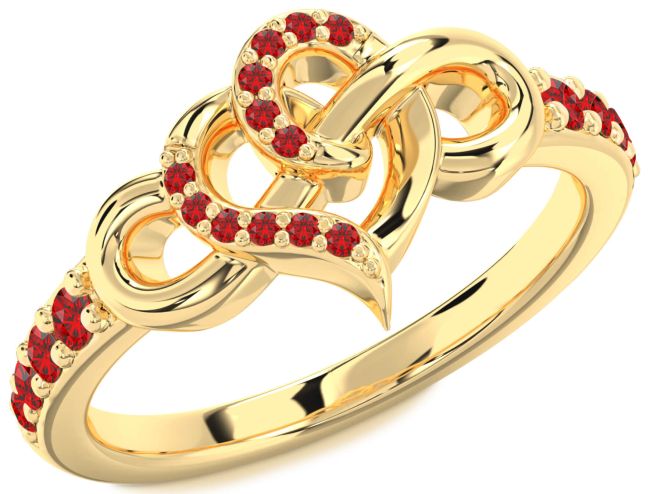 Ruby Gold Heart Infinity Ring