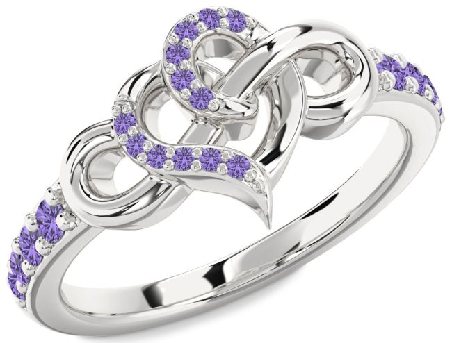 Alexandrite Silver Heart Infinity Ring