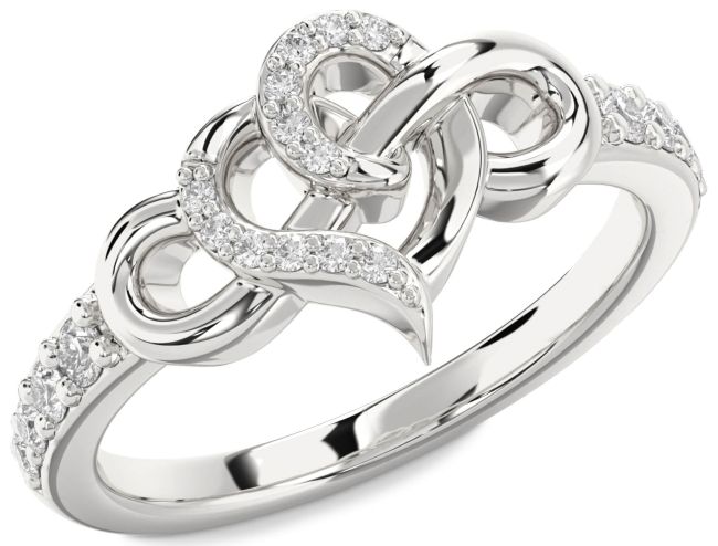 Lab Diamond Silver Heart Infinity Ring