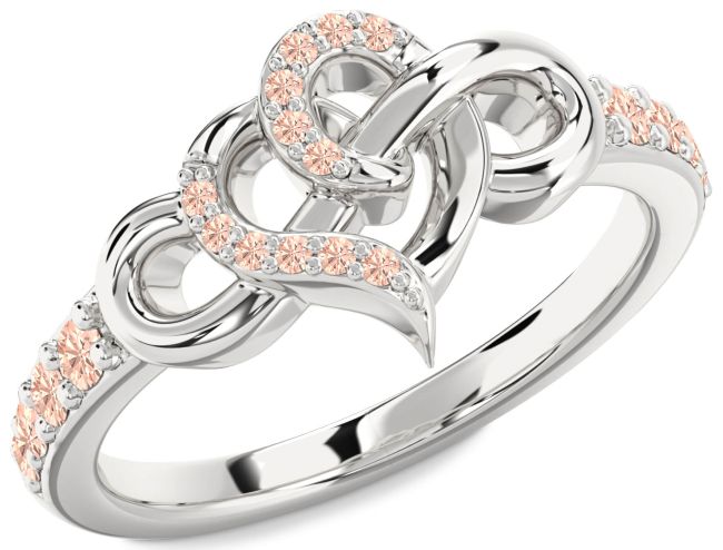 Morganite Silver Heart Infinity Ring