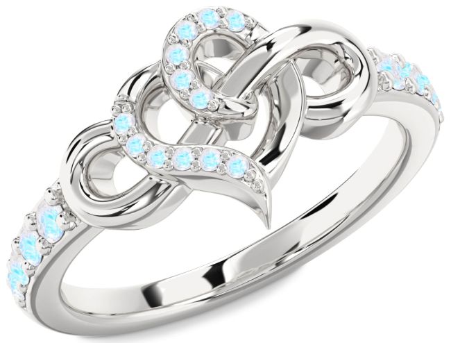 Moonstone Silver Heart Infinity Ring
