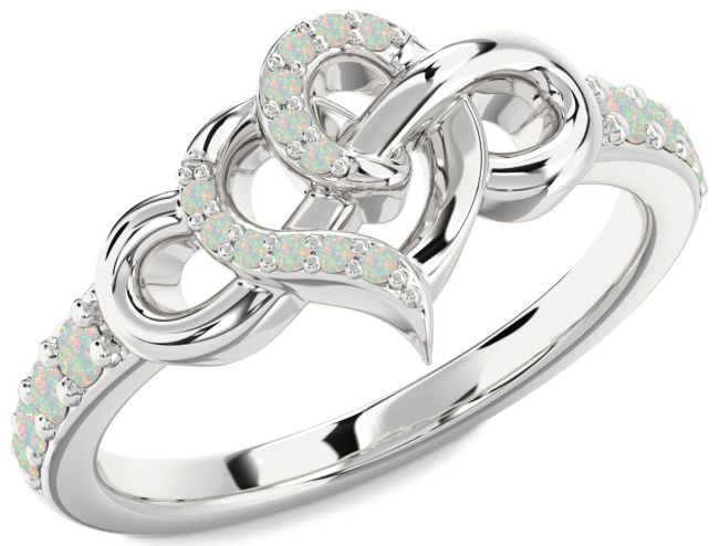 Opal Platinum Heart Infinity Ring