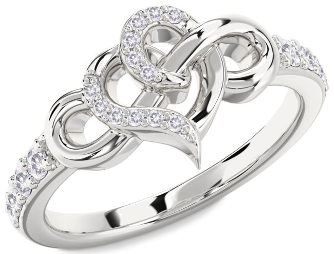 Salt & Pepper Diamond Platinum Heart Infinity Ring