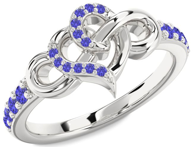 Tanzanite Silver Heart Infinity Ring