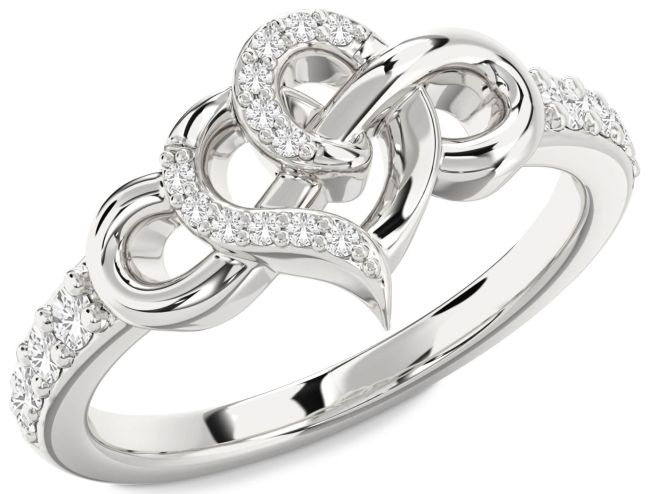White Sapphire Silver Heart Infinity Ring
