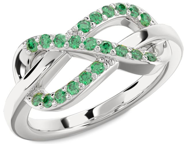 Emerald White Gold Infinity Ring