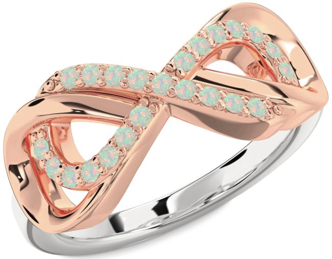 Opal Platinum & Rose Gold Infinity Ring