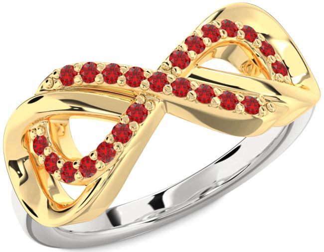 Ruby Gold Silver Infinity Ring