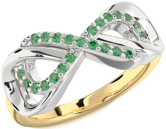 Emerald Gold Silver Infinity Ring