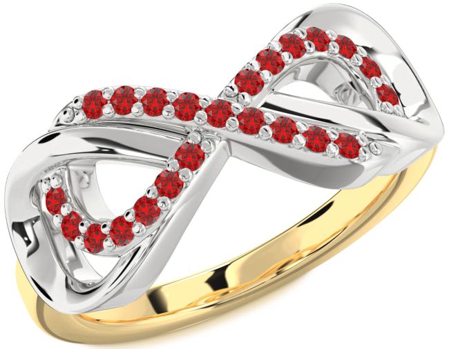 Ruby Gold Silver Infinity Ring
