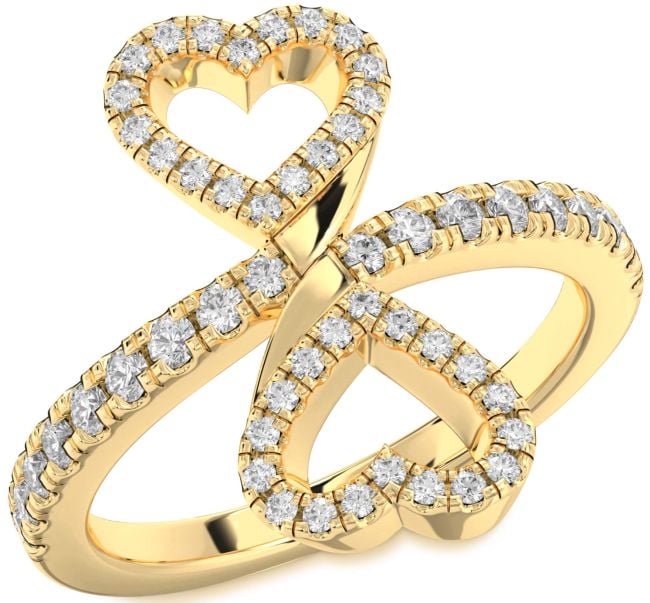 Diamond Gold Infinity Heart Pave Ring