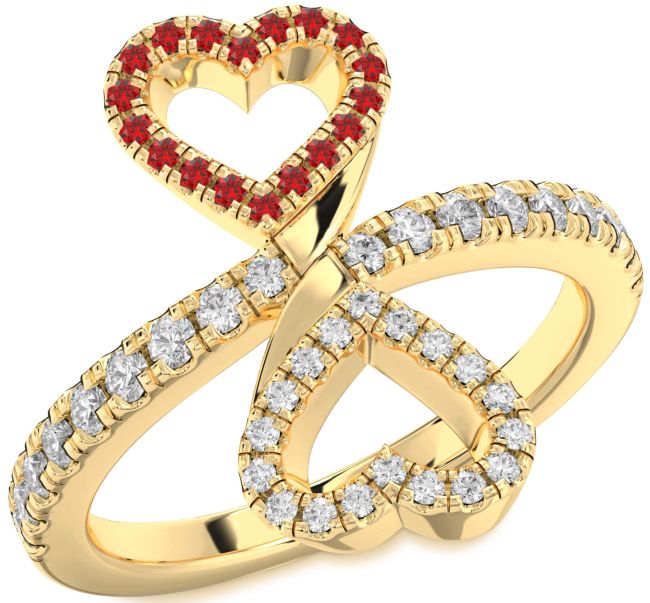 Diamond & Ruby Gold Infinity Heart Pave Promise Ring