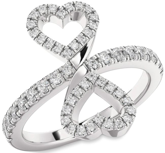 Lab Diamond Silver Infinity Heart Pave Ring
