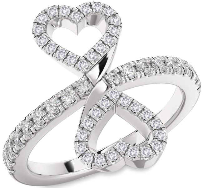 Salt & Pepper Diamond Silver Infinity Heart Pave Ring