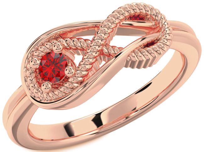 Ruby Rose Gold Infinity Knot Round Promise Ring