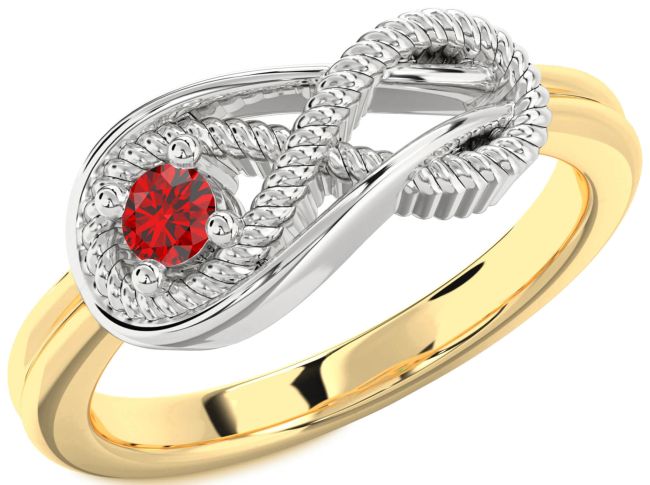 Ruby Gold Silver Infinity Knot Round Promise Ring