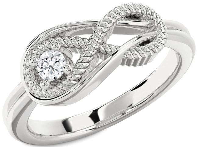 Diamond White Gold Infinity Knot Round Promise Ring