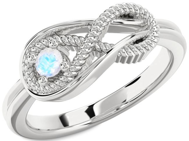 Moonstone Silver Infinity Knot Round Promise Ring