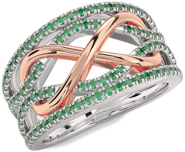 Emerald Platinum & Rose Gold Infinity Ring